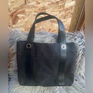 BVLGARI Black Logo Mania Mini Tote Bag with Red Lining- very good condition